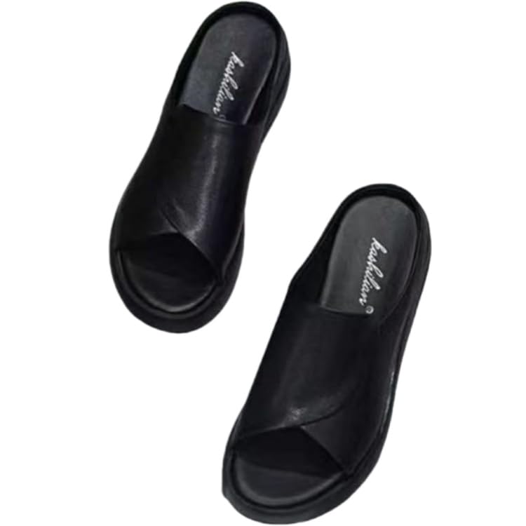 Women's summer large-size platform thick-soled flip-flops made of PU material. Lightweight and comfortable. Fish-mouth design. Fashionable and casual.