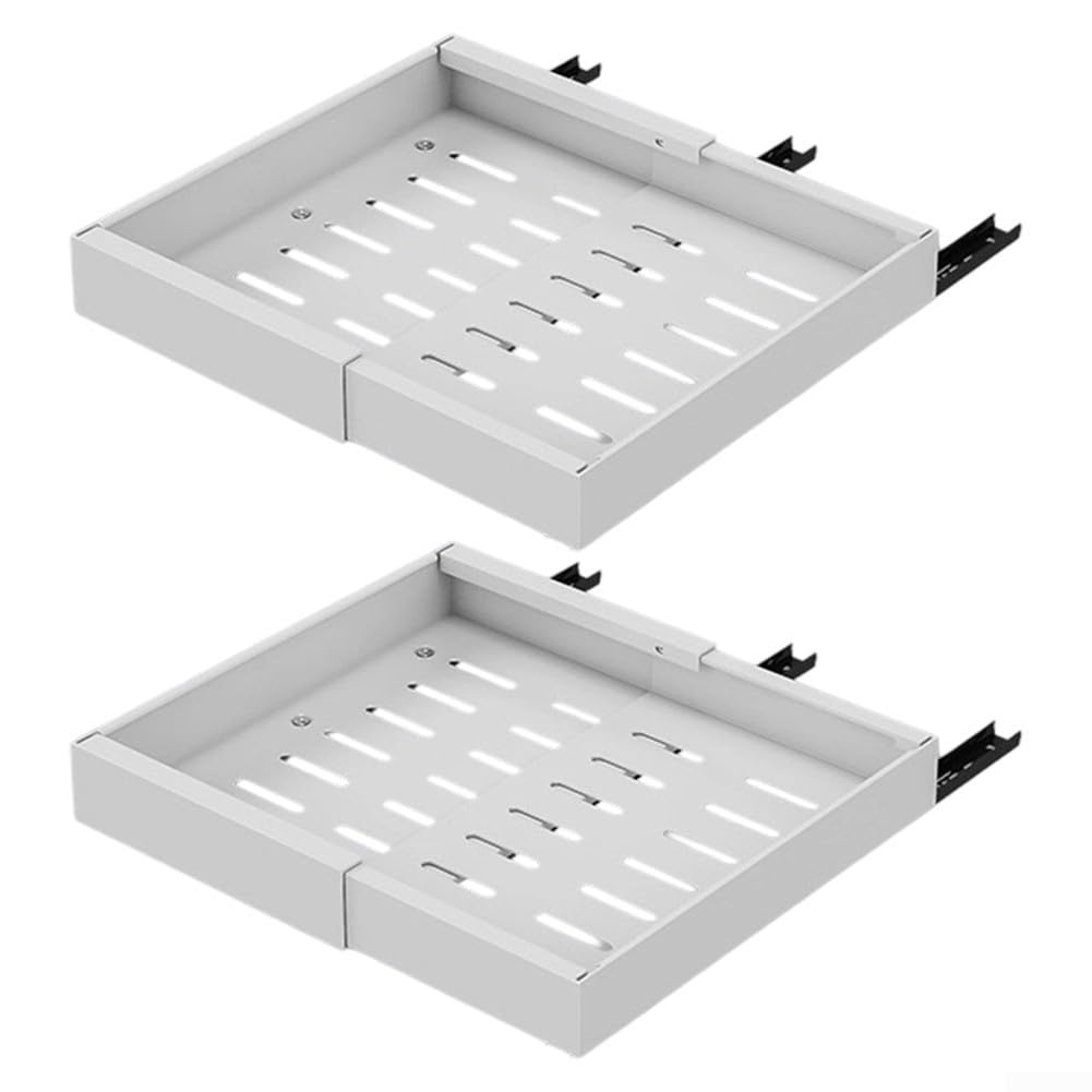 Gewürzregal, 2er-Set Schrankregal-Organizer, erweiterbarer Küchenregal-Organizer, stapelbarer Gewürzhalter, 32–52 cm, verstellbare Breite, Karbonstahl, Küchenorganizer mit leisen Dämpfungsschienen