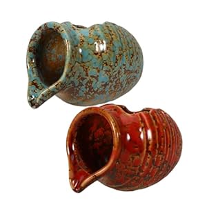 Amosfun Antiker Keramik-Zimmerbrunnen mit Fischhaltung