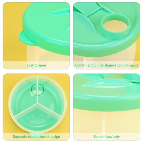 Image of Accmor Baby Formula Dispenser On The Go, Non-Spill Rotating Three-Compartment Formula Container to Go, Milk Powder Kids Snack Container for Infant Toddler Travel, Green
