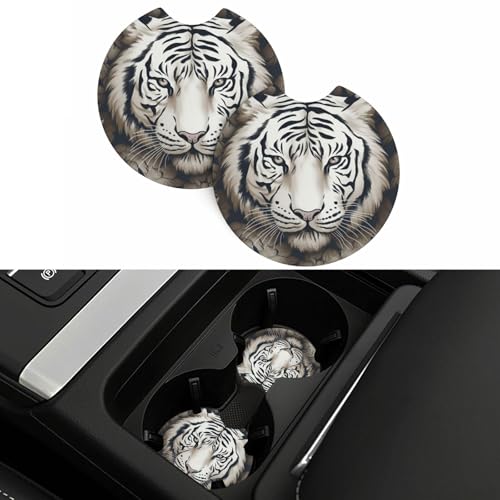 Portavasos para carro con diseño Tigre blanco 2 pcs miniatura 5