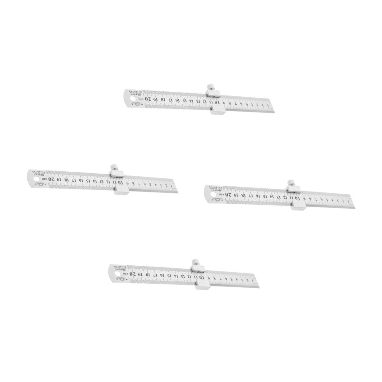 Angoily 4 Set Righello in Acciaio Inossidabile con Blocco Posizionamento Resistente e Antiruggine per Falegnami Architetti e Ingegneri Strumento Misura Compatto e Durevole