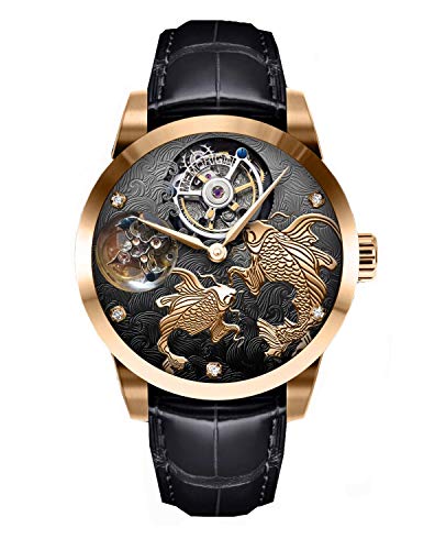 Preisvergleich Produktbild Memorigin Dual Tourbillon Serie Fische und Perlen Herrenuhr Gangreserve
