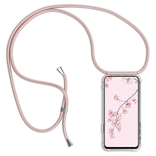 HongMan Handykette Handyhülle für Samsung Galaxy S10 Plus mit Band - Transparent Handy-Kette Handy Hülle mit Kordel zum Umhängen Handyanhänger Halsband Lanyard Case - Roségold