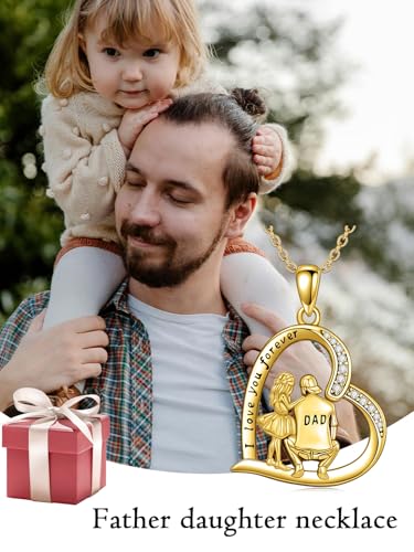 Dorunmo Mother Father and 1/2/3 Daughters/Son Necklace 925 Sterling Silver 14k Gold Plated Mother's Day Jewelry Gift for Women3