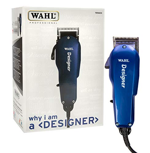 Wahl Professional Designer Clipper #8355-3501, Cuts Hair Wet or Dry, Taper Lever for Easy Fading and Blending, Includes Accessories – Blue