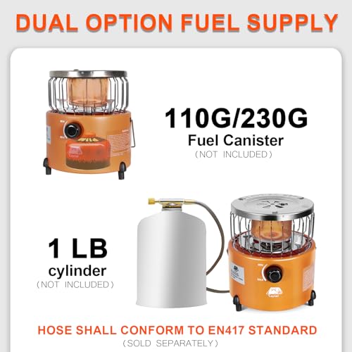 Caynel-2-in-1-Portable-Propane-Heater-and-Stove-Outdoor-Camping-Liquefied-Gas-Stove-Ice-Fishing-Hiking-Hunting-Survival-Emergency-Tent-Multifunctional-Handheld-Heater-Orange