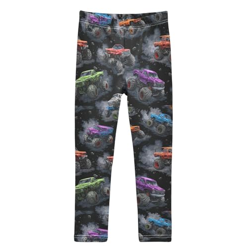 Boccsty Gray Smoke Debris Colorful Truck Girls Leggings Kids Yoga Pants Dance Active Tights 4T
