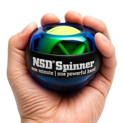 Image of NSD Essential Crystal Spinner Gyro Ball | Grip Strengthener for Forearms, Wrist & Hands | String Start Design, Up to 18,000 RPM | Portable Wrist Trainer & Workout Equipment | Ideal for Desk Workers, Athletes & Musicians