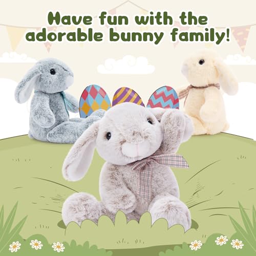 Image of MaoGoLan 3Pcs Bulk Soft and Cuddly Easter Bunny Rabbit Plush, 14 inch Stuffed Bunny Gift for Kids, Boys, Girls, Party Decorations