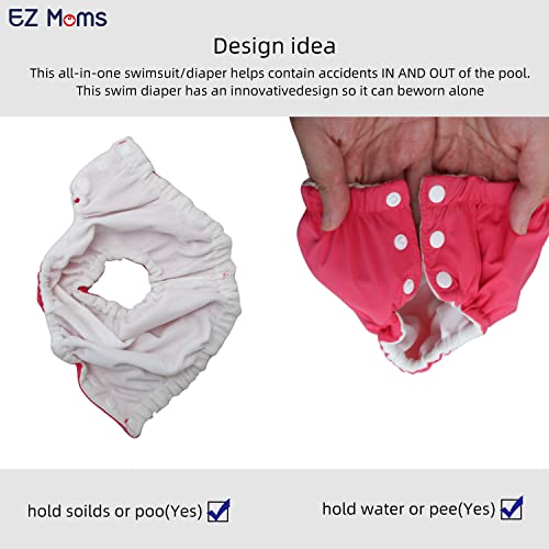 Image of EZ Moms 2 Packs Reusable Swim Diapers Toddler Baby Swim Diaper Size 4 Washable Snap Pool Swimming Diaper 4T Soft and Silky Waterproof Diapers for Swimming Lessons Boys and Girls with a Laundry Bag