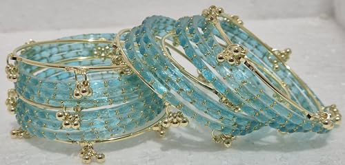 Image of kashmiri ghangharoo glass bangle Set For Women And Girls | Light Weight Bangles | Traditional Transparent Fancy Glass Chudi Set for Wedding, Party (18 Bangles)