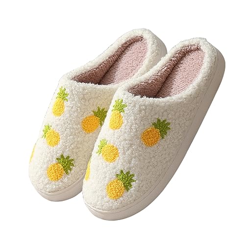 Image of FAYUEKEY House Slippers for Women Fuzzy Mens Fruit Series Strawberry Memory Foam slippers Bedroom Shoes