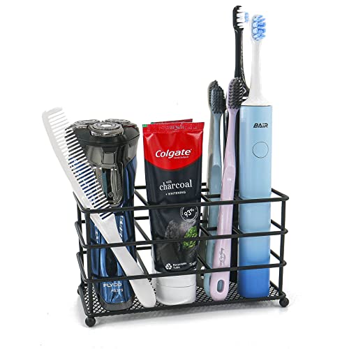 Zahnbürstenhalter, Zahnbürste Veranstalter für Counter Top, 7 Slots, elektrische Zahnbürste und Zahnpasta Halter, Veranstalter Stand Caddy für Haus, Bad, Büro (Schwarz) Cover