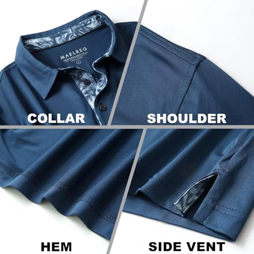 Image of Mens Polo Shirts Short and Long Sleeve Casual Solid Stylish Dry Fit Performance Designed Collared Golf Polo Shirts for Men