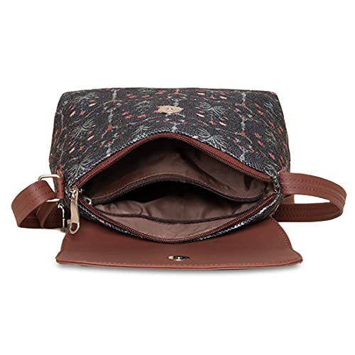 Image of ZOUK Flap Sling Bag | Crossbody Bags for Women | Women's Handbags | Stylish | Vegan Leather Evening Bag | Travel & Office Use | Purse and Wallet | Taj Guldasta Print