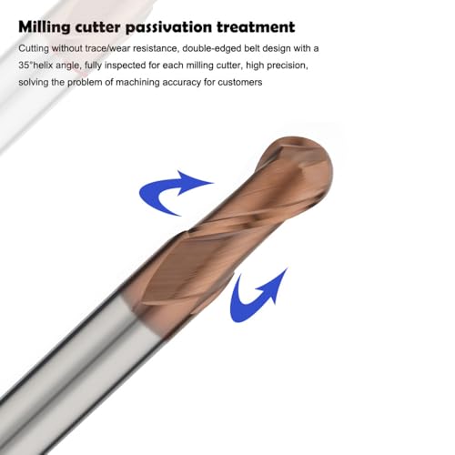 Image of Carbide Ball Nose EndMill HRC55 Double Edge 2 Flute TiAlN Coating Tungsten Steel Milling Cutter for Metal Steel HRC55 R0.5-R6.0 Series 11pcs Set