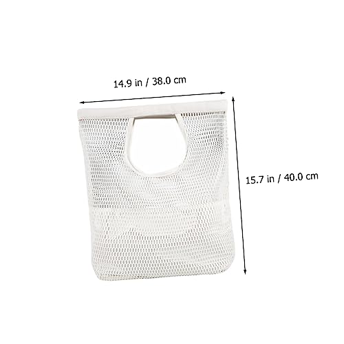 High Capacity Portable Mesh Design Shopping Bag Stylish Tote Pouch for Beach Travel Lightweight Handbag4