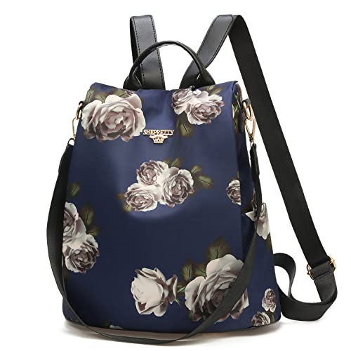 Wishliker Mochila de las señoras antirrobo impermeable multifunción mochilas escolares, B-Rose Print, talla única, Práctico y elegante