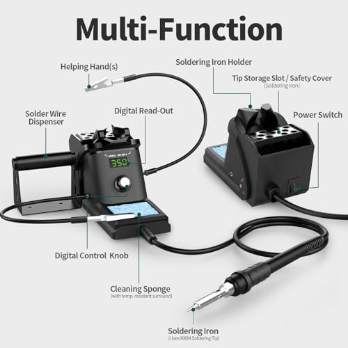 YIHUA 926LED-III 60W Soldeerstation met digitaal display, soldeerboutset met 2 helpende handen, zwart (EU-stekker) - Afbeelding 4