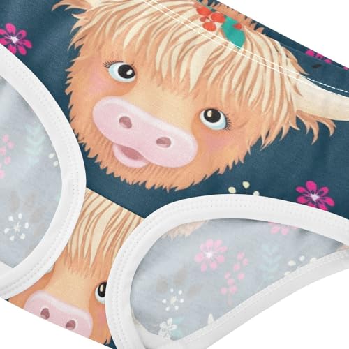 Cotton Toddler Underwear Floral Cute Cow Faces Floral Dark Panties Little Girl Fancy Briefs Girls Undies 2t4