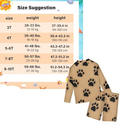 Conjunto de natación con estampado de huellas negras y protección UV total 3