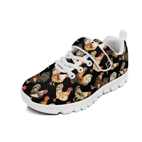 Howilath Rooster Print Children Sneakers for Girls with Single Buckle Athletic Walking Shoes Non-Slip Sole2