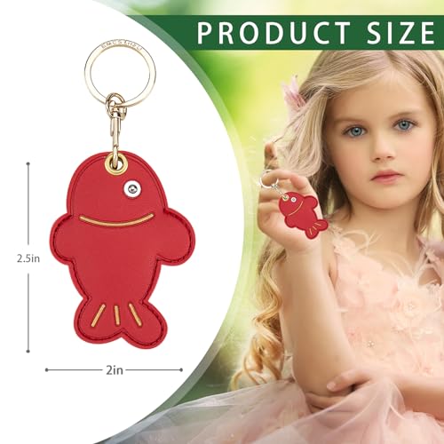 Image of Leather Keychain Case Holder Compatible with Apple AirTag, GPS Airtag Keychain Finder Tracker with Key Ring, Anti-Scratch Protective Air Tag Cover | Leather