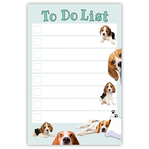 daily ritmo beagle sticky to-do list notepad  dog mom gifts for women  cute beagles stationery pad 4x6 50 pages made in usa  christmas birthday gift