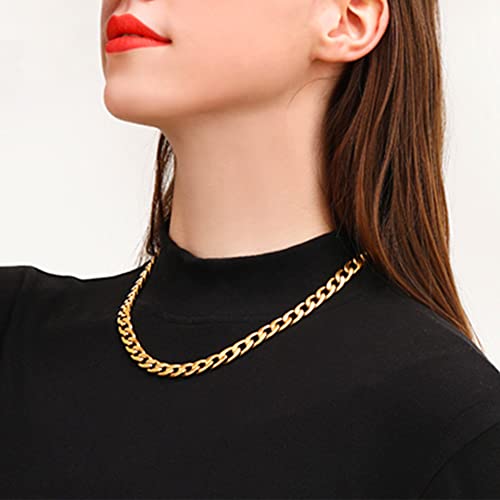 Gold Chain Necklace, 22 Inch Golden Ultra Luxury Looking Feeling Real Solid 14K Gold plated Curb Fake Neck Chain for Party Dancing4