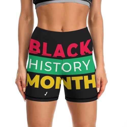 JYYAU Happy Black History Month 2022 High Waist Yoga Shorts for Women Athletic Shorts Leggings Running Pants