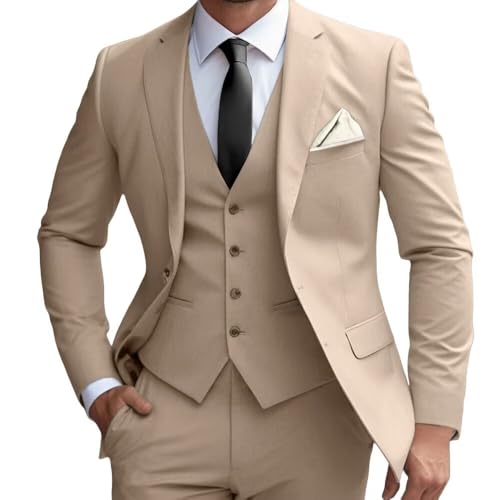 Men's Suit 3 Piece Slim Fit Men Tuxedo Suit for Party Wedding Prom Business 2 Button Solid Blazer Jacket Vest Pants Set