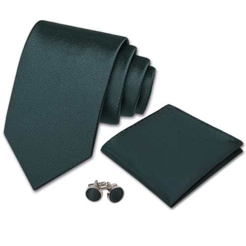Image of Men's Tie Set with Pocket Square and Cufflinks | 100% microfiber; tie 59 x 3.15 in; square 10 x 10 in; gift box included
