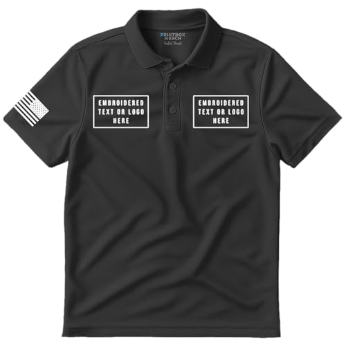 Embroidered Polo Shirt, Custom Polo Shirts, Add Any Logo or Text, Customized Embroidery Golf Work Business Mens Polo Shirt White