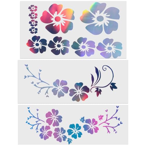GORGECRAFT 3 style D'Autocollants Hawaïens en Forme de Fleur D'Hibiscus pour Voiture Autocollants et Décalcomanies Colorés Réfléchissants en Forme de...