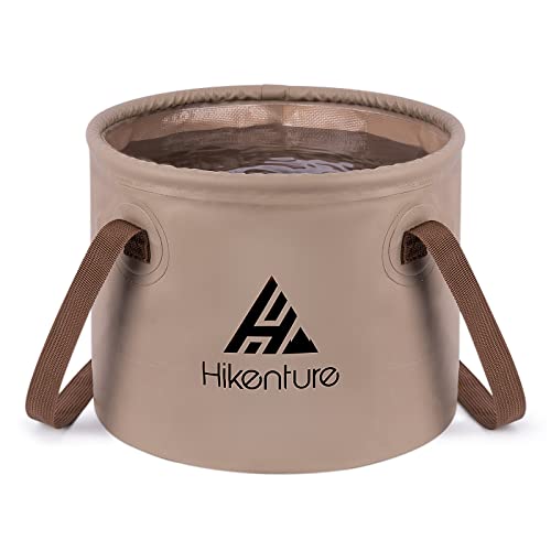 HIKENTURE Seau pliable d'extérieur de 10 l/20 l, seau pliable de camping, seau pliable en tissu de bâches durables, comme cuvette, cuvette, cuvette, bac à...