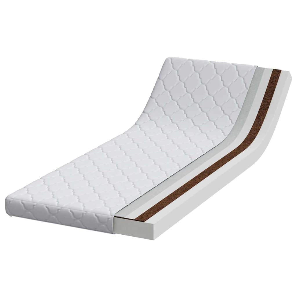 Materac biały, 80 x 200 cm, żakardowy materiał z warstwą kokosa, rdzeń piankowy 10,5 cm, na łóżko pojedyncze, średni komfort do sypialni i gości