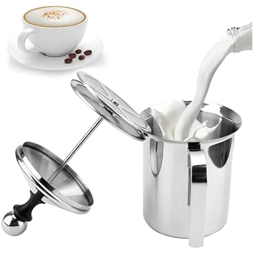 Sajag Stainless Steel Manual Milk Frother Coffee Hand Pump F