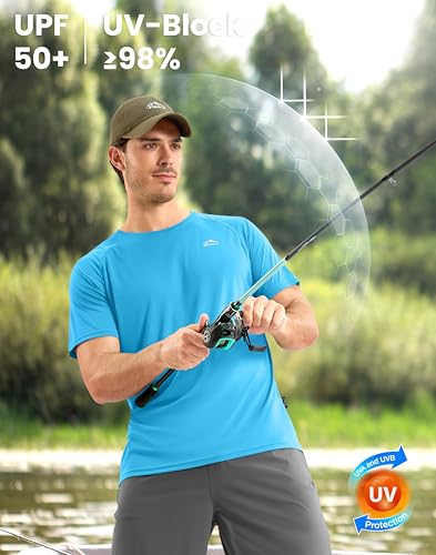 Image of Pudolla Men's Rashguard Swim Shirts Short Sleeve UPF 50+ Sun Protection SPF Quick Dry Lightweight Water Fishing Beach Shirt