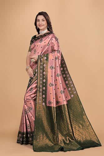 Image of Traditional Banarasi Silk 5.50 Meter Saree With 0.8 Meter Unstitched Blouse Piece For Wedding, Family Function, Festival And Special Occasion