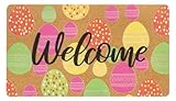 Mealah Easter Welcome-Doormat Outdoor-Entrance - Easter Eggs Non-Slip Coir-Easter-Home Decor Front Door Mats 17 x 29 Inch