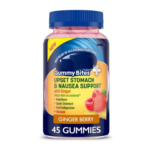 SEDLAV Upset Stomach & Nausea Support Dietary Supplement 45 Count Chewable Ginger Berry Soft Bites for Indigestion Gas Motion Discomfort Bloating Relief Travel-Ready Gummy for Stomach Imbalance