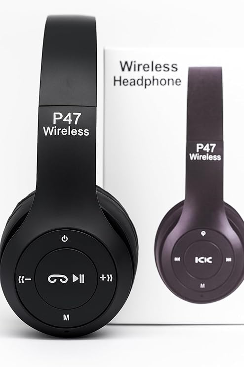Wireless Bluetooth Headphones, Deep Bass Sound, Foldable Design with Built-in Mic, Black-image-49