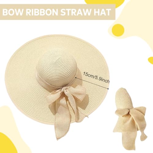 Sombrero de paja para mujer con lazo grande y ala ancha miniatura 2