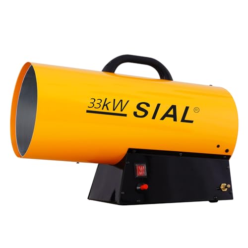 SIAL 33kW Termoventilatore a Gas Riscaldatore da Cantiere Riscaldatore a Gas Riscaldatore Radiante Ventilatore di Aria Calda, Giallo