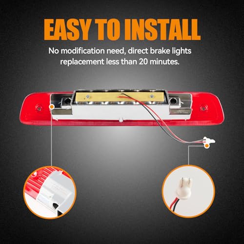 Image of Third 3rd Brake Light LED for 2001 2002 2003 Toyota Highlander, High Mount Rear Brake Lights Assembly for 01 02 03 Highlander, Waterproof Center Cab Lamp Stop Light