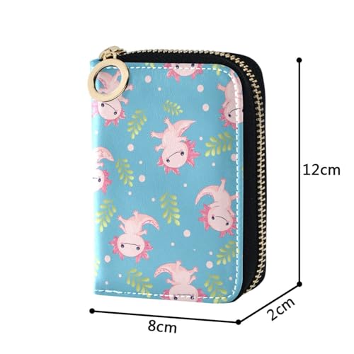 RFID Credit Card Holder Cute Axolotls Leather With Zipper Card Case Wallet for Women Girls4
