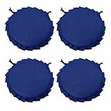 Corredocasa Set di 4 Cuscini per Sedia con Lacci a 4 Punti, Imbottiti e Rivestiti in Policotone - Design Confortevole, Made in Italy, per Cucina Casa (Blu Cerniera Rotondo)