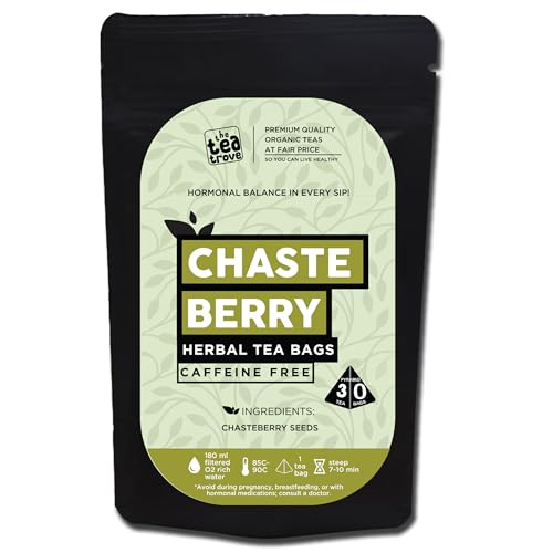 Image of The Tea Trove Chasteberry Tea Bags - 30 Eco-Friendly Chasteberry Seeds Bag In Resealable Pouch - Caffeine Free Chaste tree berry | Pack Of 1, 45 Gram