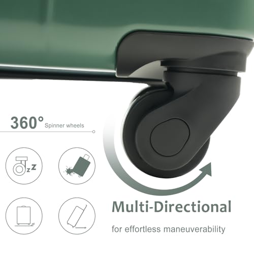 Hardshell Luggage, Lightweight Durable ABS Suitcases with Double Wheels, Expandable 28-inch Checked 28" (Single) (20Inch Green Set)4